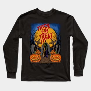 trick or treat, halloween vintage design Long Sleeve T-Shirt
